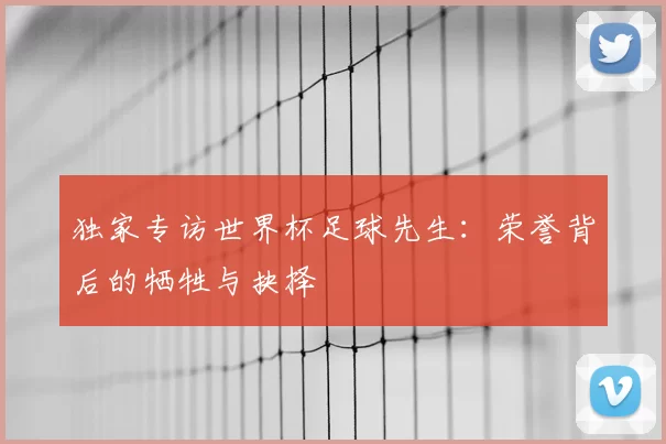 独家专访世界杯足球先生：荣誉背后的牺牲与抉择